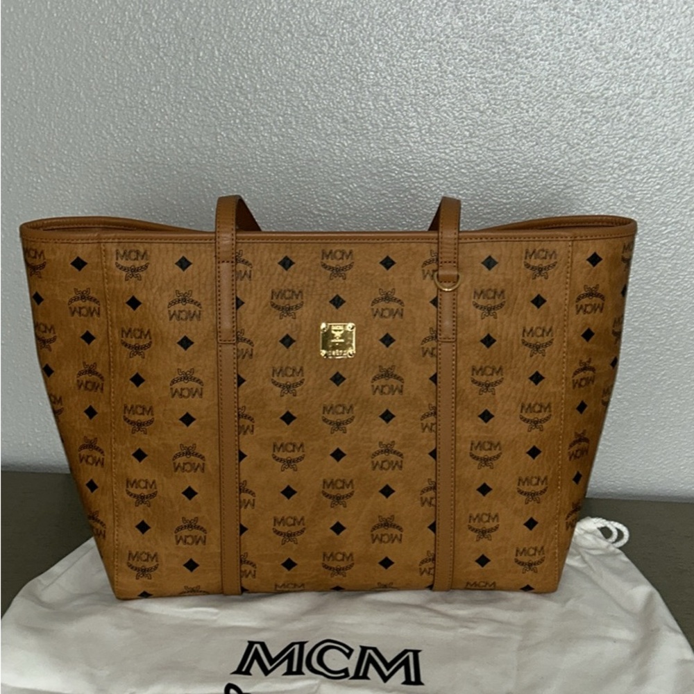 MCM Cognac Monogram Tote